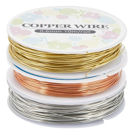 24M Pure Copper Wire 0.6mm 22 Gauge Gold Silver Beading Wire Beading Craft Wire Soft Bare Copper Wires Bendable Copper Metal Wire for Jewelry Making Wire Wrapping Beading Sculpting Modeling