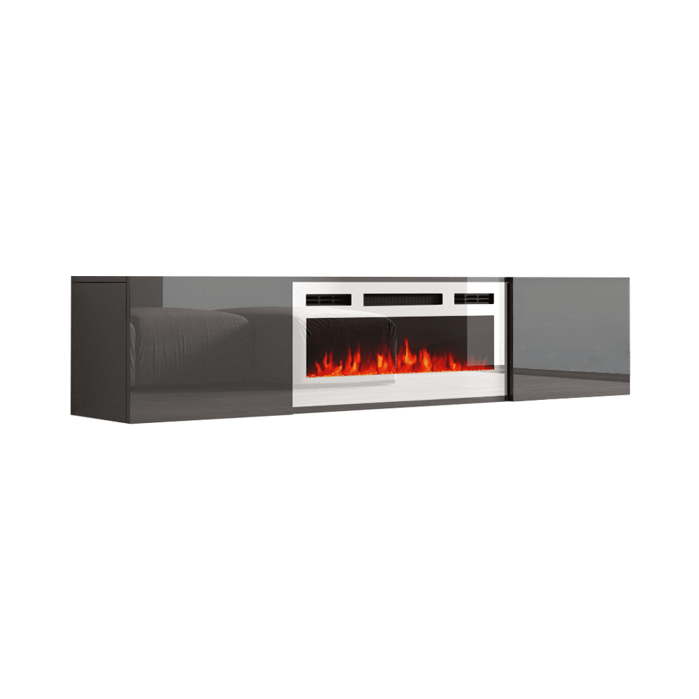 Cali WHEF Wall Mounted Electric Fireplace Modern 72" TV Stand Gray