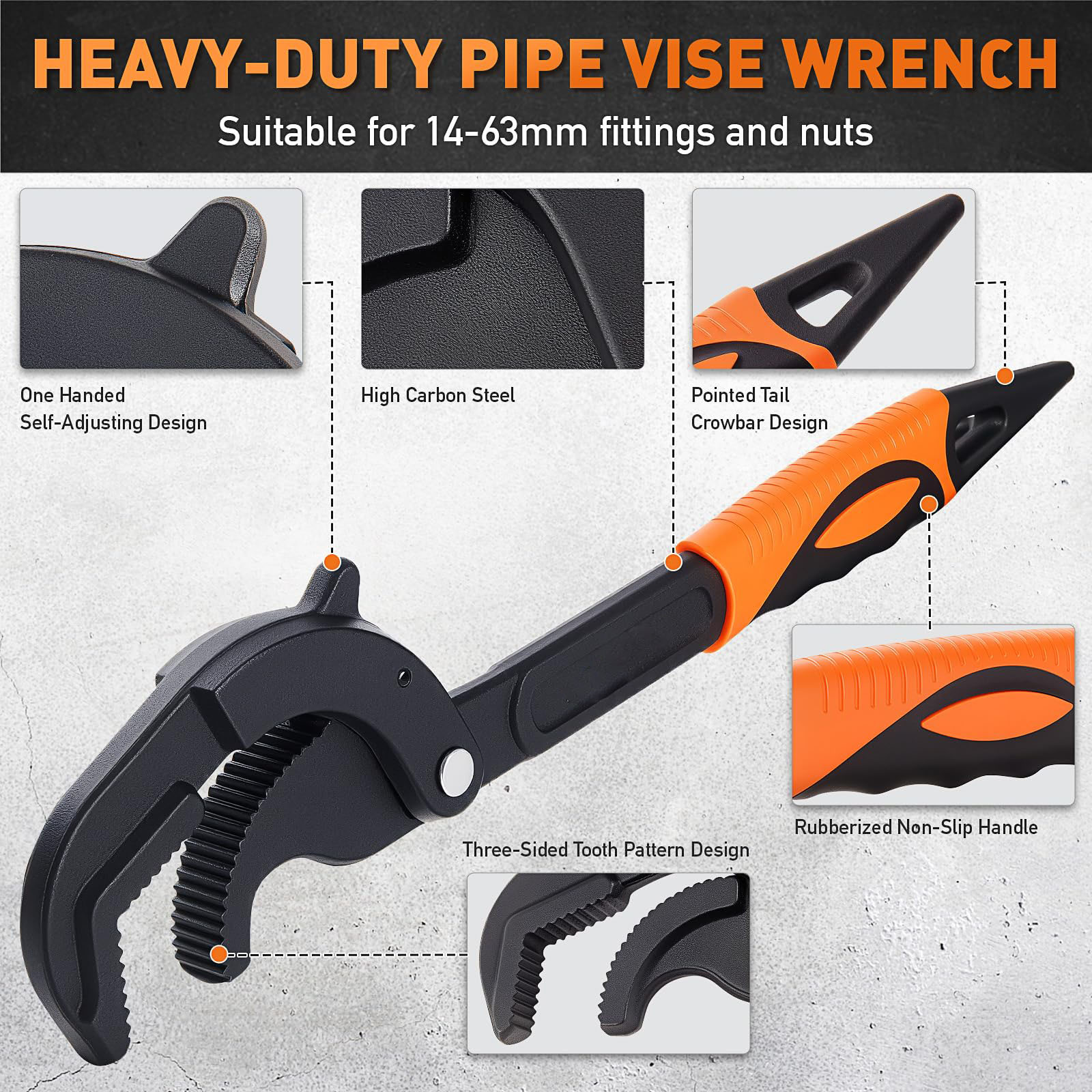 Heavy Duty Pipe Wrench Set, 10” and 15” Self-Adjusting Pipe Wrenches for Plumbing and HVAC, 2-Piece Pipe Vise Tool Kit for Standard and Irregular Nuts, Pipes, Fixtures – Pipe Wrench Set