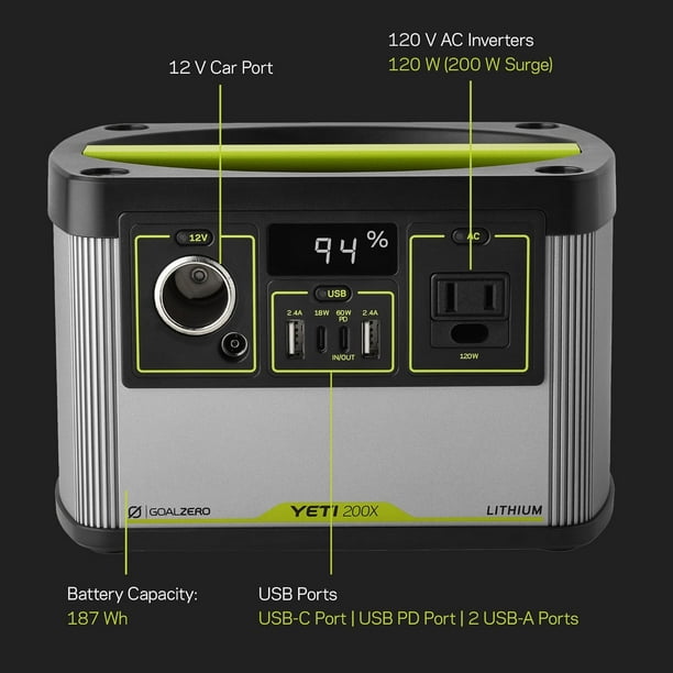 Goal Zero Yeti 200X Portable Power Station 187Wh Lithium Battery