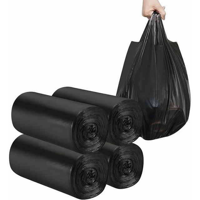 Bolsa de basura de mano de 2-4 galones, 120 bolsas de basura de mano gruesas para la oficina, la cocina, el baúl de basura del dormitorio, bolsa de basura sólida (negro)