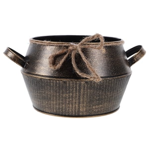 Iron Flower Pot Decorative Metal Plant Pot Portable Succulent Plant Pot Outdoor Indoor Planter Pot