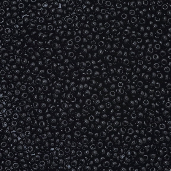 John Bead Czech Glass Seed Beads - Black, 10/0, 22 g vial