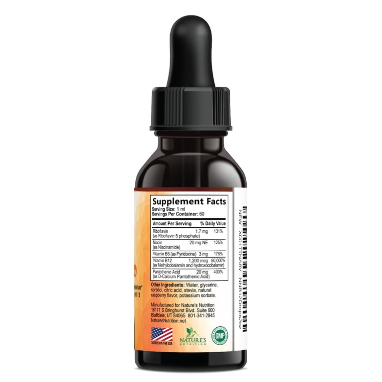 Vitamin B Complex Drops 1200 mcg, Liquid B12 for Energy & Immune Health,  Vegan - 2 Fl Oz - Walmart.com