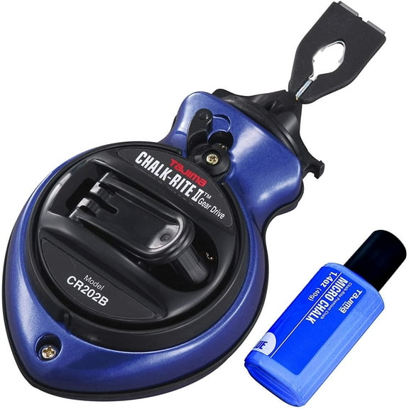 TAJIMA Chalk Box - Chalk-Rite II Snap-Line with Ultra Thin 0.5mm Chalk Line & Five Gear Quick Retrieval - CR202B-P