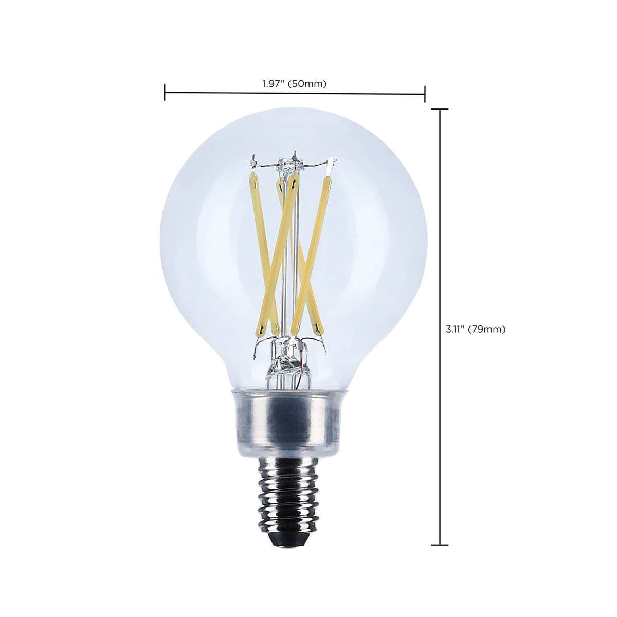 Satco S12478 G16.5 Globe LED Filament Light Bulbs 5.5W 120V 5000K 90+CRI E12 Candelabra Base Dimmable WET Location (6 Pack)