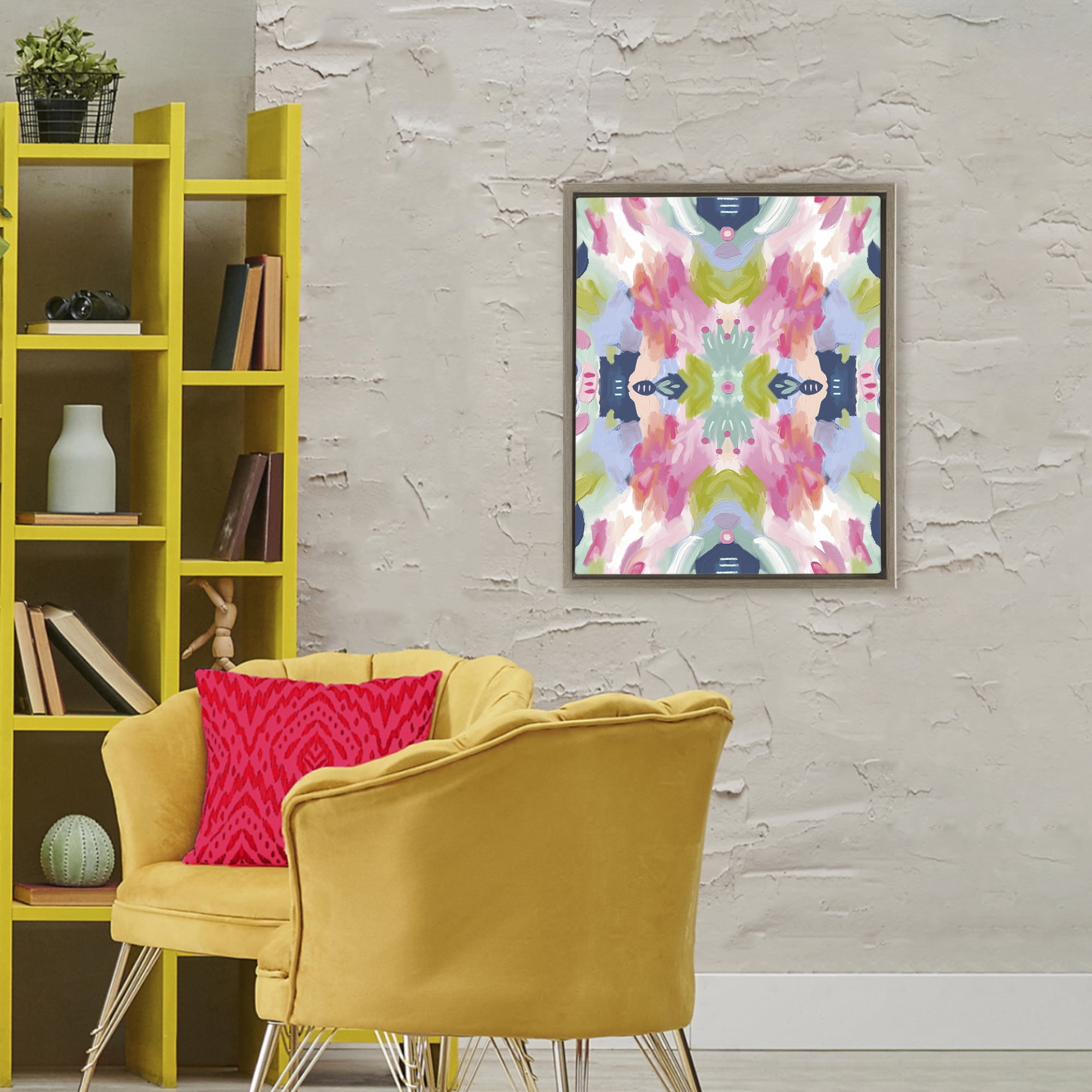 Stupell Industries Kaleidoscopic Floral Mandala Brown Framed Floater Canvas Wall Art, design by Lisa Nohren