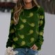 thumbnail image 4 of Gibobby Sudaderas para mujer Blusa de sudadera estampada con cuello redondo y manga larga para entrenamiento diario en casa y al libre para mujer(Verde,XG), 4 of 5