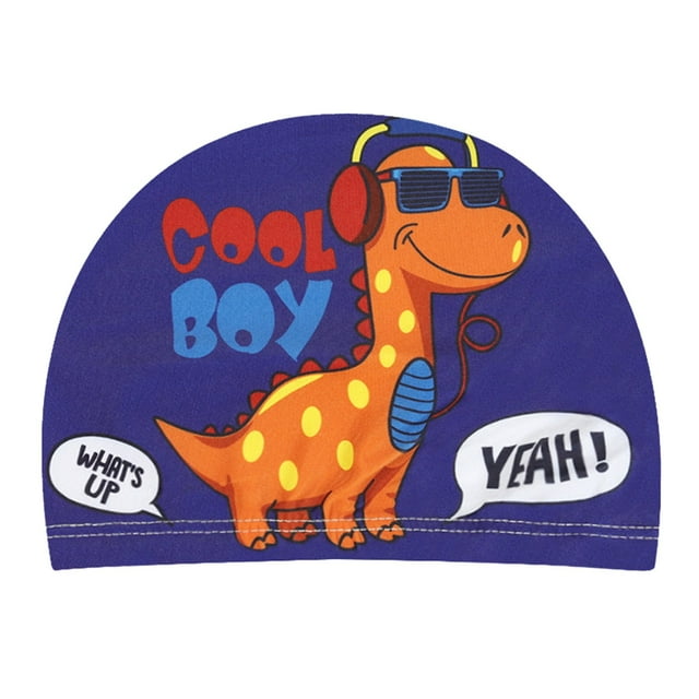 CSChome Waterproof Swim Hat Swimming Hat Breathable High Elastic Quick-drying Ear Protection Cartoon Print Swim Pool Hat Children