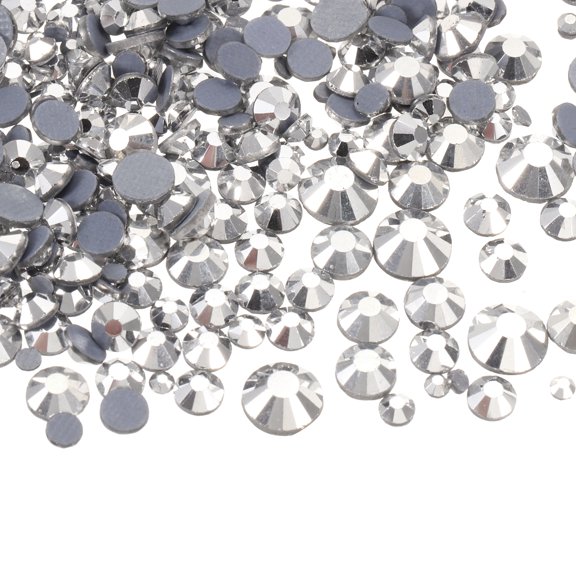 400 Pcs Hotfix Rhinestones Flatback Crystal Glass Gems with Clear Bag Nail Art Kit for Crafts Clothes DIY Decoration 5 Sizes (SS6-SS20 Set, Silver Tone)