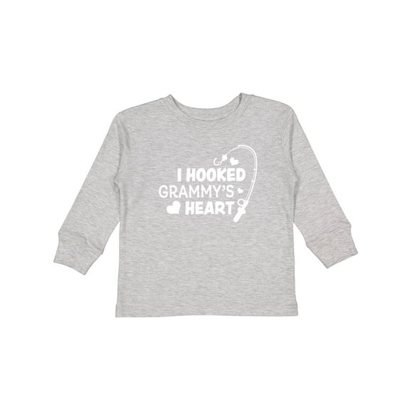 Inktastic I Hooked Grammy's Heart with Fishing Rod Boys or Girls Long Sleeve Toddler T-Shirt