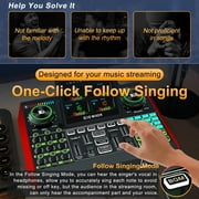 Tenlamp Vocal Effects, Live Sound Card with 13 Audio Interfaces, All-in-One Audio Mixer Device for Mobile PC Live Streaming