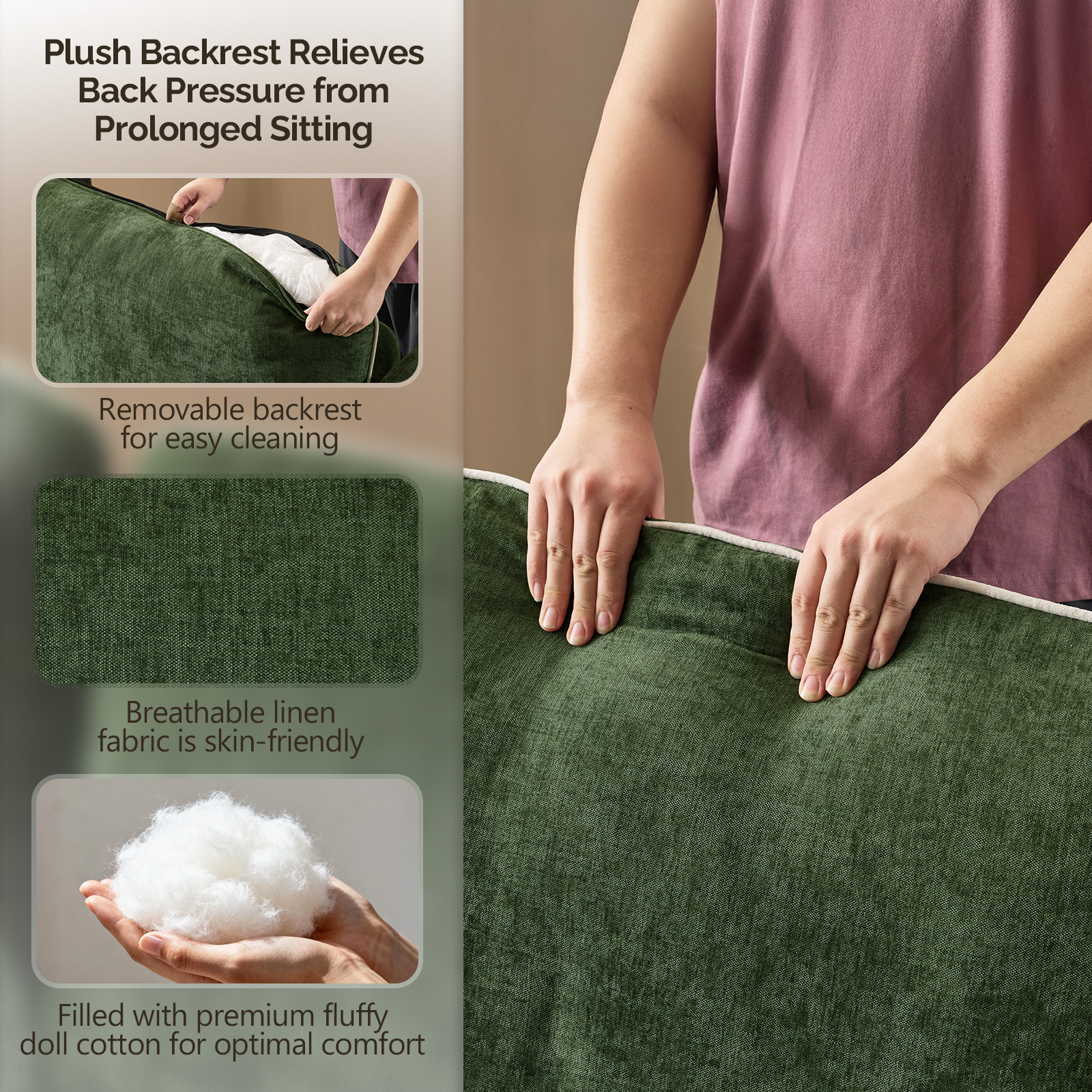 Ktaxon 84" Sofa, Linen Fabric Deep Seat Couch with Lumbar Pillows, Oversized Loveseat for Small Spaces, Living Room Green