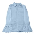 thumbnail image 4 of Womens Tops Elegant Lace Edge Cotton Linen Solid Pullover Spring Summer Shirts for Women Blue M, 4 of 4