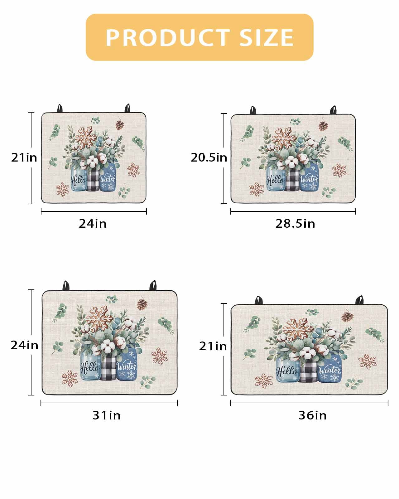Large Induction Cooktop Protector Mat Christmas Stove Top Covers for Electric Stove, Retro Snowflakes Floral Eucalyptus Leaves Decorative Stove Burner Cover Mats, Glass Top Stove Cover