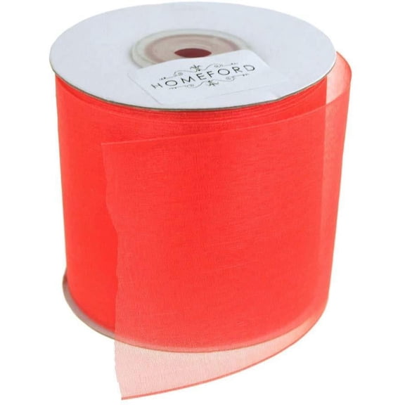 Plain Sheer Organza Ribbon, 2-3/4-inch, 25 Yards, Coral