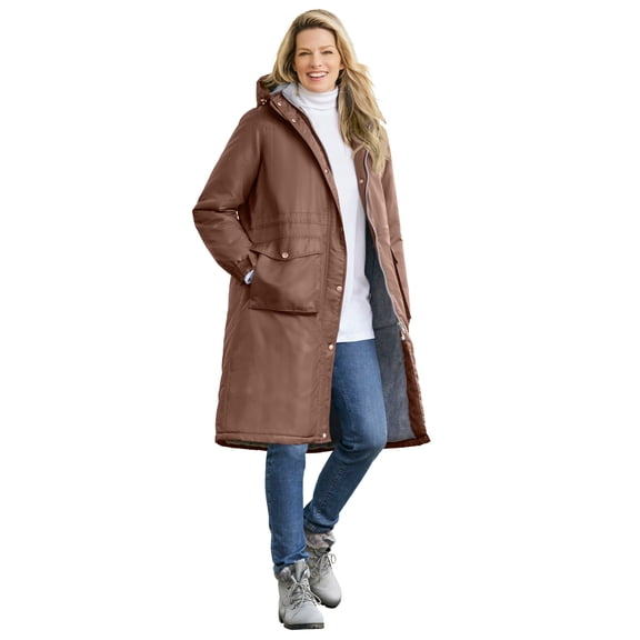 Woman Within Plus Size Mid-Length Microfiber Parka