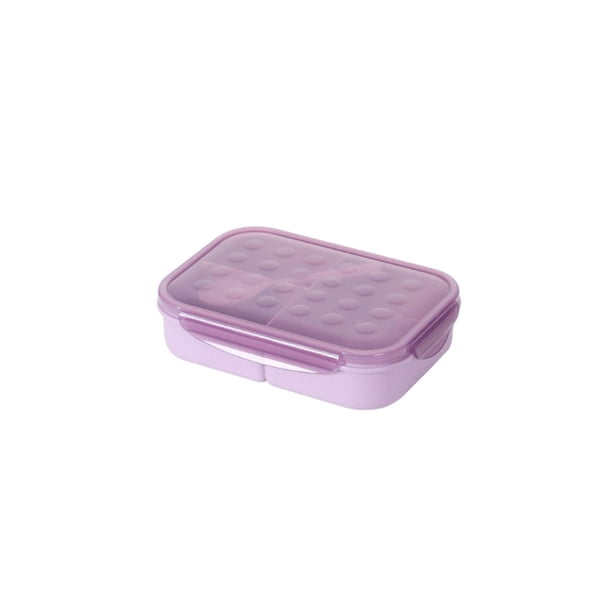 Fiambrera de paja de trigo, plástico PP, contenedores de almacenamiento para alimentos frescos, cajas de horno microondas Bento para viajes, Organizadores de utensilios de cocina Púrpura con Tenedor Toystoory HA065989-05