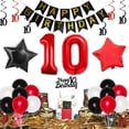 thumbnail image 5 of 10th Birthday Decorations for Boys Red and Black Double Digits Birthday Party Supplies 10 with Double Digits Foil Balloons Hanging Swirls Happy Birthday Cake Topper Banner for 10 Years Old, 5 of 6