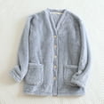 thumbnail image 5 of Bibifish Womens Cardigan Light Blue Fuzzy Plush V Neck Button Down Jackets Side Pocket Relaxed Fit Cozy Comfy Casual Daily Wear Stylish Jackets, 5 of 6