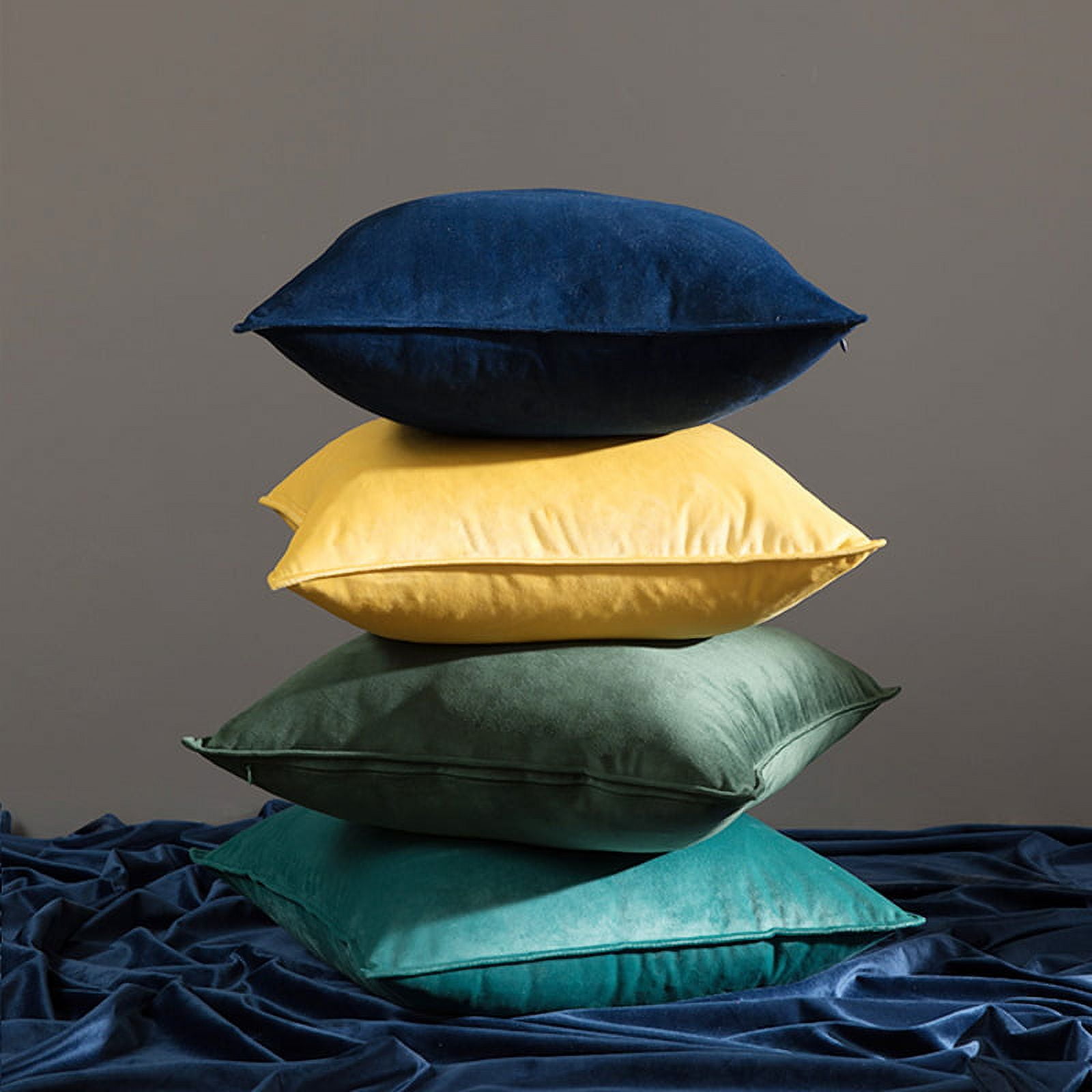 Nmkwnr 2 Pack Decorative Velvet Throw Pillow Covers Soft Solid Square Cushion Case for Sofa Bedroom Living Room, 20x20 inch
