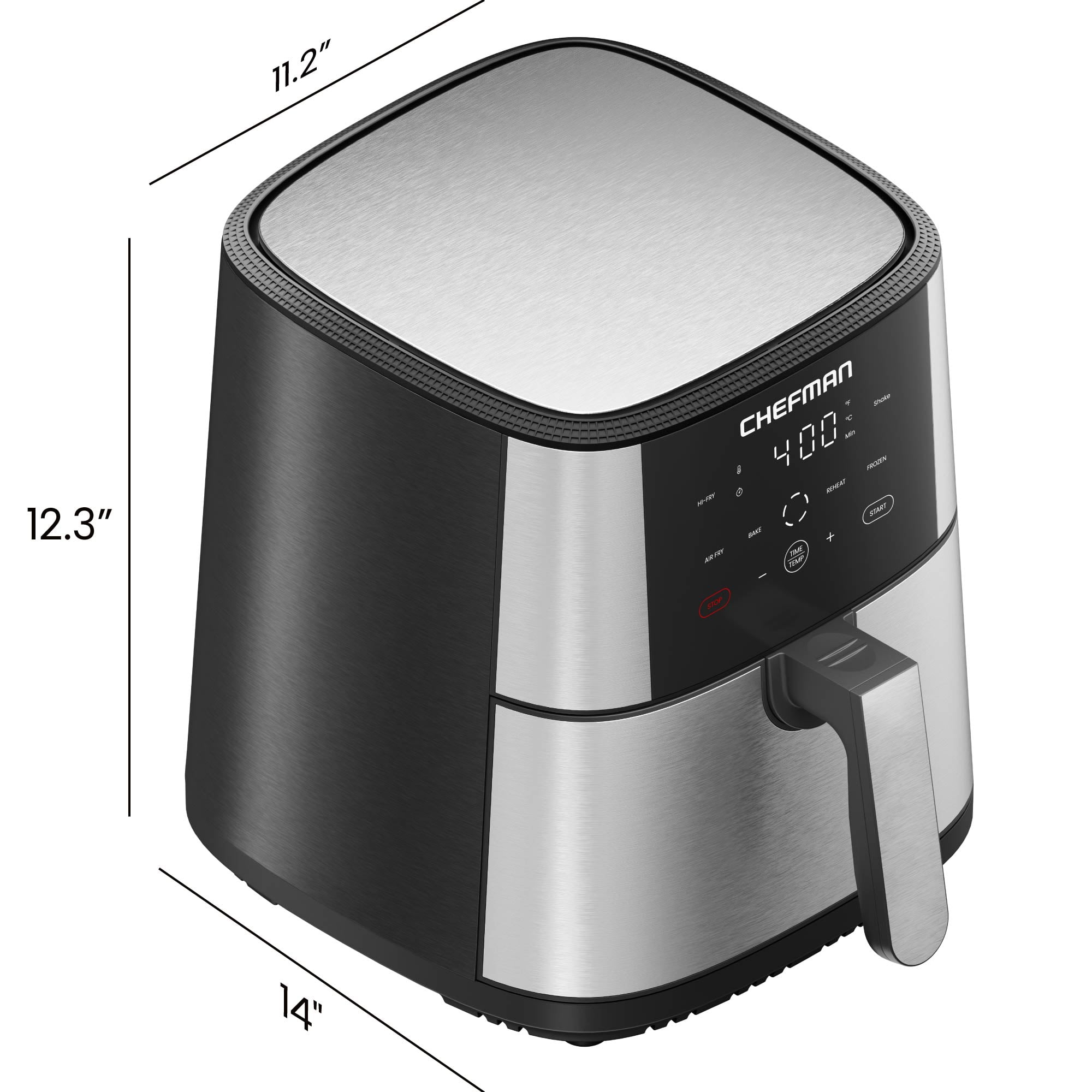 Chefman 6 Qt. Air Fryer 4 Functions w/ Touch Controls, HI-FRY Button, Stainless Steel
