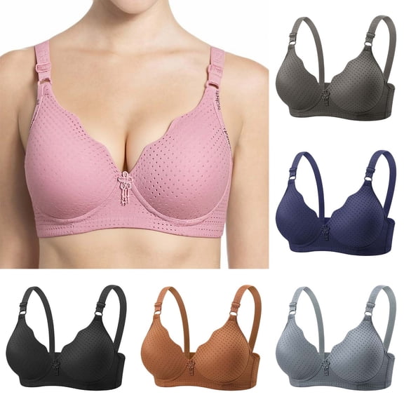 YTCAMLO Push Up Wireless Bras for Women Casual Comfy Breathable Eyelet Bralettes Adjustable No Underwire Bras Full Coverage Bras, Brown L