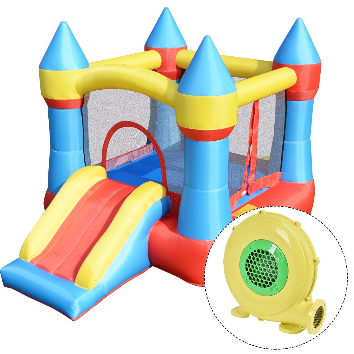 Costway Inflatable Mighty Bounce House Jumper Castle Moonwalk Slide w/480W Blower - Walmart.com
