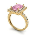 thumbnail image 2 of Clara Pucci 14K Yellow Gold Solid Gold Pink Solitaire with Accents Anniversary Ring for Women - 3.84 cttw Emerald Cut, 2 of 8