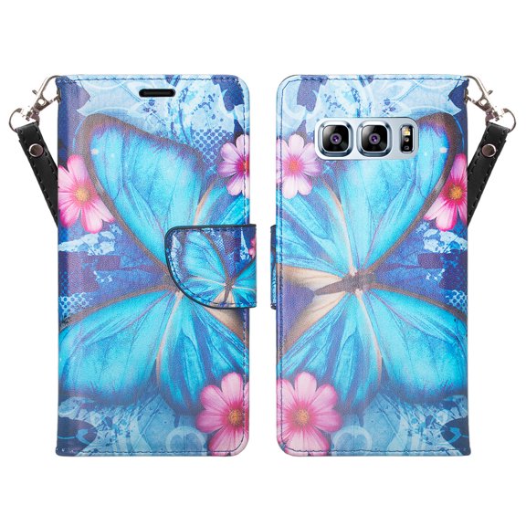 Design Wallet Stand Case for Samsung Galaxy Note 8 Exact Fit with Handstrap