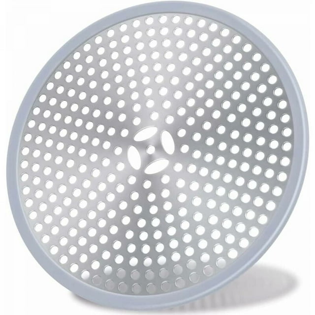 Non-Slip SilicOnerim Bathtub Drain Protector with Stainless Steel Hair Catching Net, Fine Holes Design for Accelerated Water Flow and Durable Construction Resistant to Rust