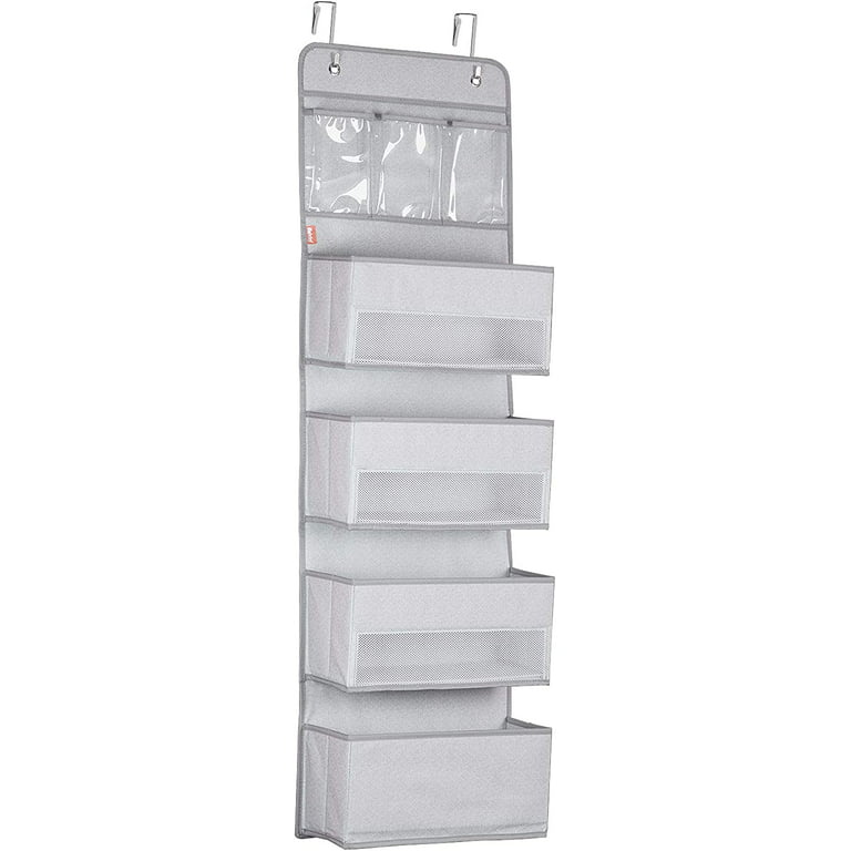 Over The Door Hanging Organizer Nursery Closet Cabinet Over Door Organizer  with 4 Large Pockets and 2 Small PVC Pockets Door Storage for Cosmetics