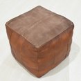 thumbnail image 5 of Square Shaped Leather Handmade Eco-Friendly Cognac Pouf - Square Shape Pouf, 16" x 16" x 16", Geometric Pouf, Leather pouf, Recycled Foam with Fibre Fill Stuffed Pouf, Leather Seating Pouf, 5 of 7