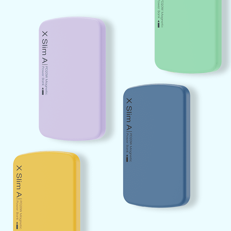XYZtech X Slim A Wireless Power Bank - 5000 mAh - Ultra Thin - 0.39" Rubber Oil Finish Plastic Casing Design, Compatible with iPhone and Samsung, Yellow