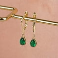 thumbnail image 3 of Dangle Drop Emerald Earring,May Birthstone Drop Emerald Earring, Perfect Gift for Mother's Day - Girlfriend - Wife, 3 of 3
