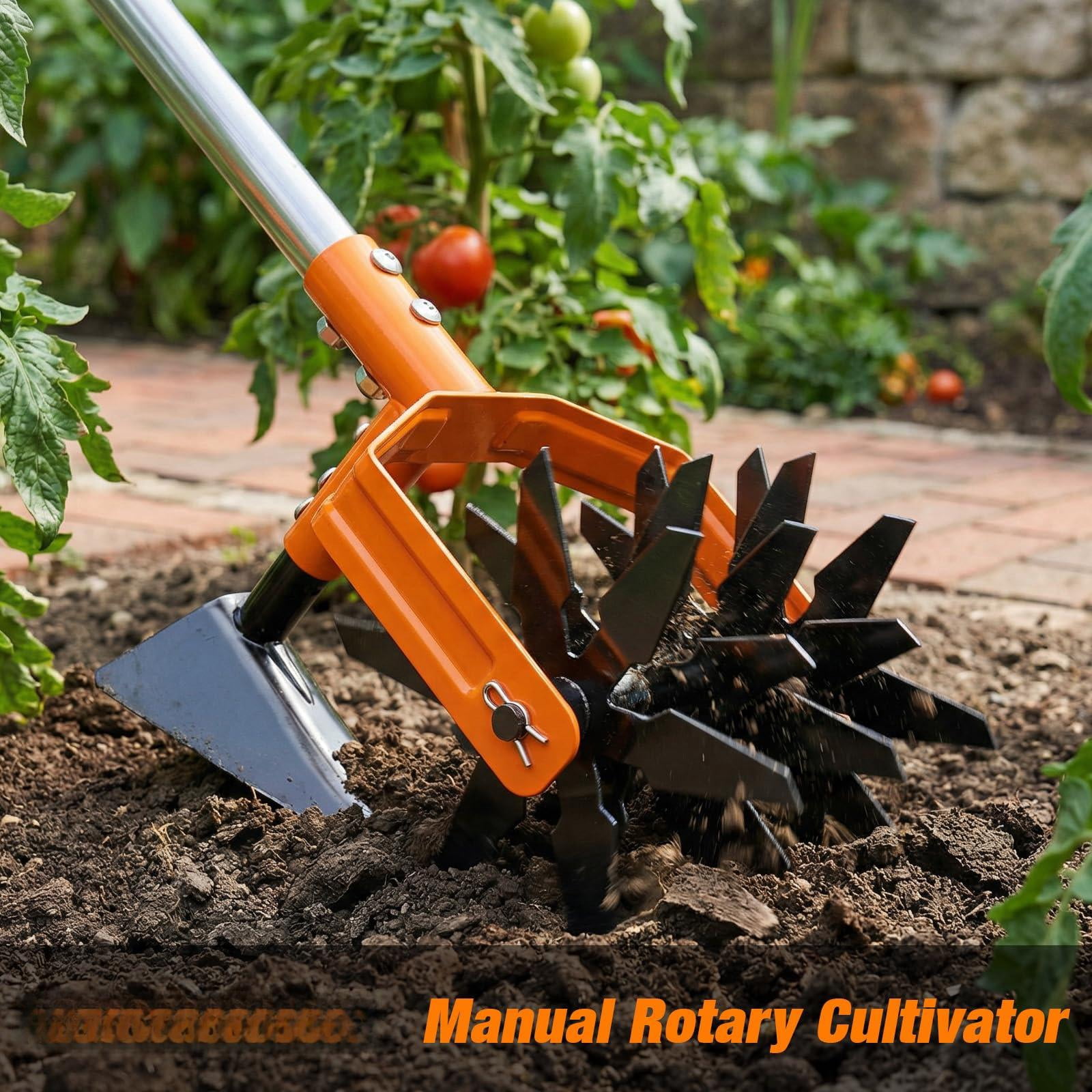Hand Tiller Garden Cultivator  With Upgrated Triangle Hoe And Adjustable Long Handle 2-in-1 Weeder & Soil Aerator For Lawn Care Cultivate Plant Reseed Gardening Tools