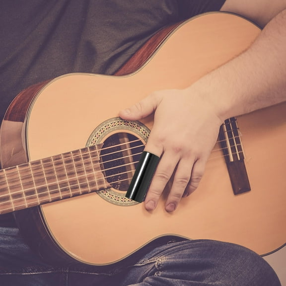 KONTONTY Solid Guitar Slider Rod Stainless Steel Guitar Slide Black 1Set