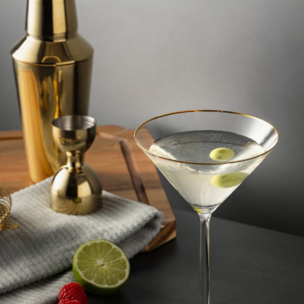 (2 pack) Thyme & Table 7 fl oz Martini Glass with Gold Rim