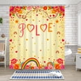 thumbnail image 1 of Cheerful Yellow Shower Curtain with Red Hearts, Stars & Rainbow Swirls - Love Design, 1 of 4