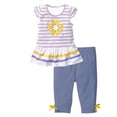 thumbnail image 4 of SGMVNU Girls 2 Piece Summer Outfits Floral and Striped Ruffle Hem Flutter Sleeve Top with Capri Pants Clothing Set, Size 9-10 Years, Purple, 4 of 4