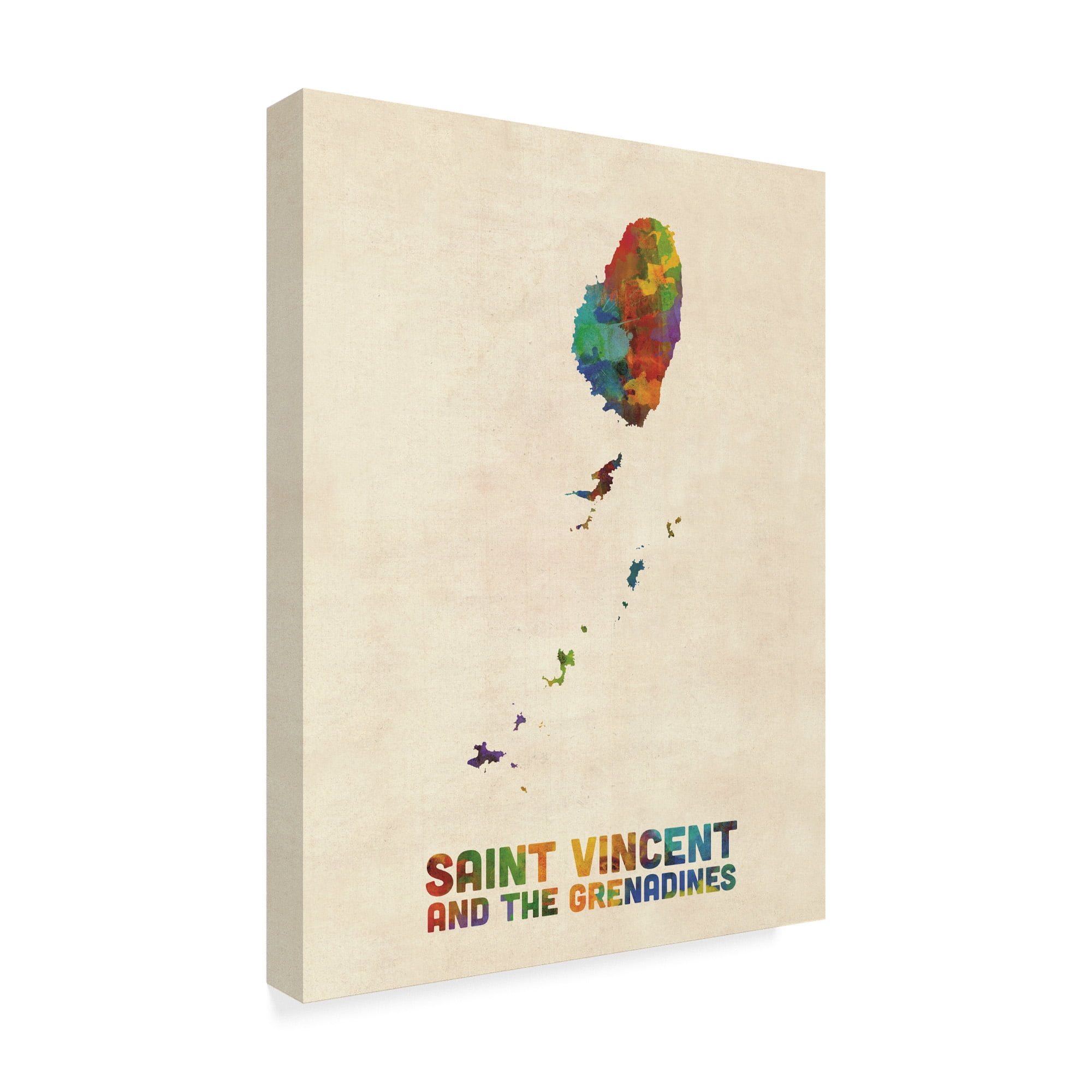 Trademark Fine Art 'Saint Vincent and the Grenadines Watercolor Map' Canvas Art by Michael Tompsett