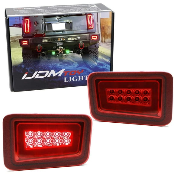 Dark Red Lens Rear Bumper Reflectors Replace Full LED 2-In-1 Tail Brake Light Kit For 2005-2009 Hummer H2