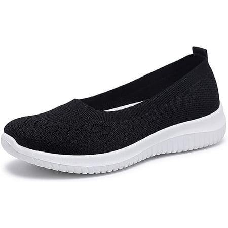 

CoCopeanut Women s Flats Breathable Mesh Ballet Dress Shoes Knit Slip On Ballerina Round Toe Dressy Walking Flats