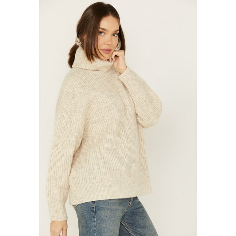 Cleo Wolf Women s Oversized Turtleneck Sweater Oatmeal X Large US Walmart