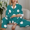 thumbnail image 6 of Hirioo White Polka Dots With Teal Background for Women's Pajama Sets 2 Piece Pjs Women's Long-Sleeved Pajama Set Button Down Sleepwear,S-XXL-XX-Large, 6 of 7