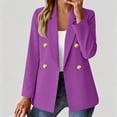 thumbnail image 2 of Blazers for Women Business Casual Long Sleeve Suit Jacket Fall Winter Open Front Double Breasted Classic Blazer Purple 3XL, 2 of 6