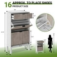 thumbnail image 4 of Danolapsi Shoe Storage Cabinet with 2 Flip Drawers & Large Drawer,Freestanding Shoe Cabinet Organizer with Drawer,Farmhouse Fluted Shoe Organizer with Metal Legs,Hidden Slim Narrow Shoe Rack, 4 of 9