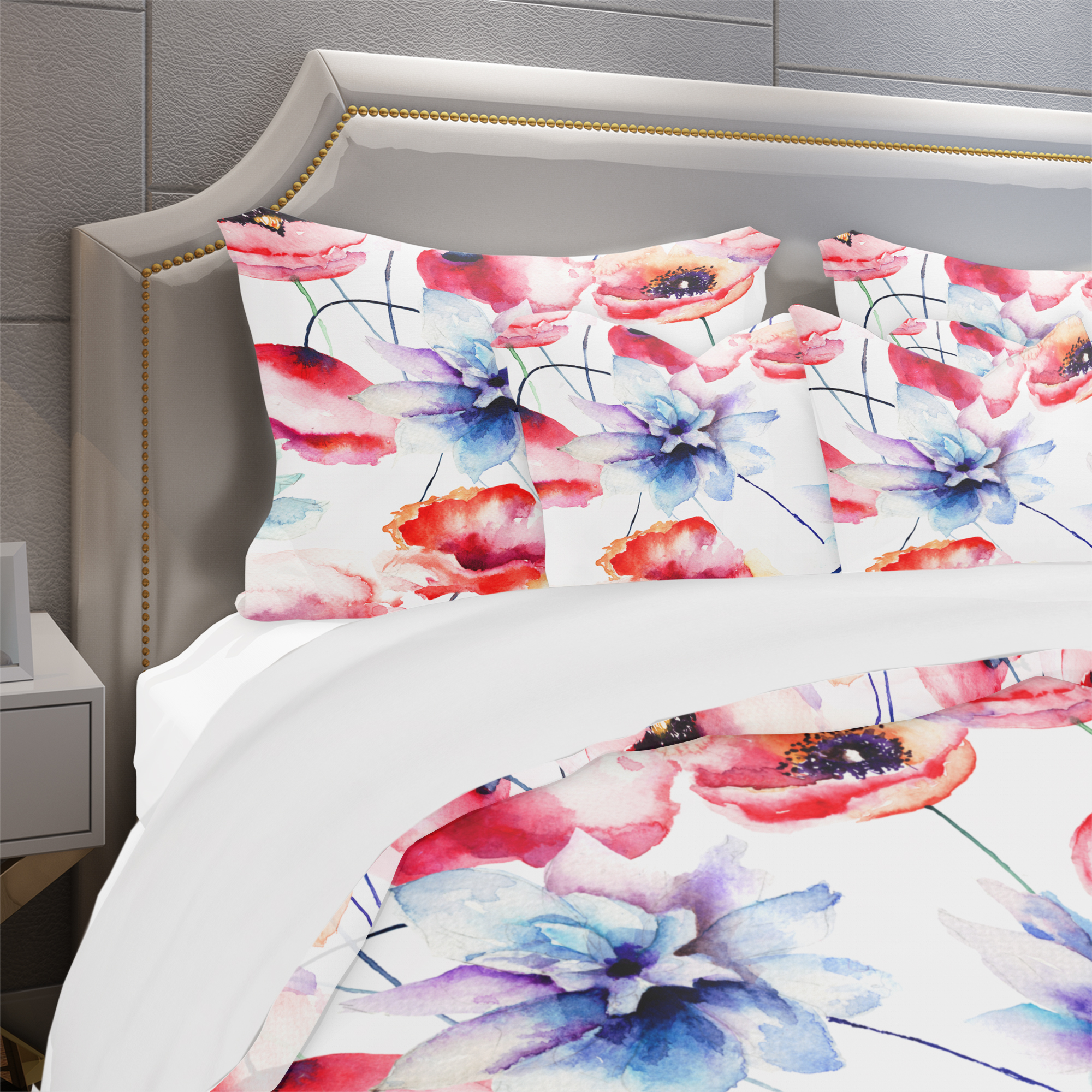 Designart 'Contempoary Colorful Flowers' Modern & Contemporary Duvet Cover Set