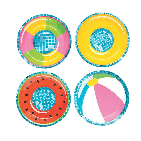 Fun Express Pool Party Dessert Plate, 8 Pieces