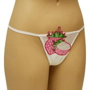 Wild Berry Appliqued Thong White Medium
